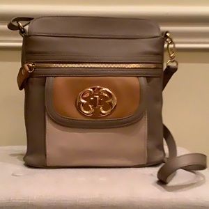 Emma Fox taupe mustard shoulder bag